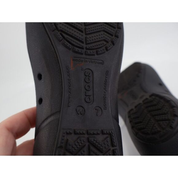 CROCS Women's Alice Flat Size 7 Ballet Shoe Black Rubber Casual Comfy Cap Toe - Picture 7 of 8